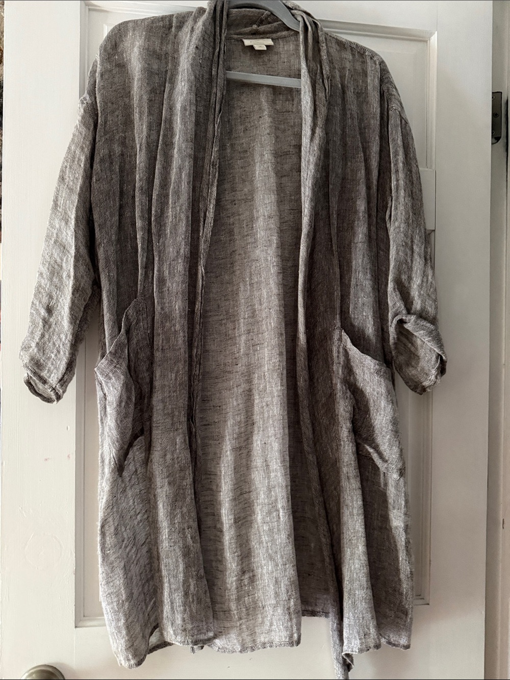 J. Jill Gray Linen Open-Front Trench Cardigan